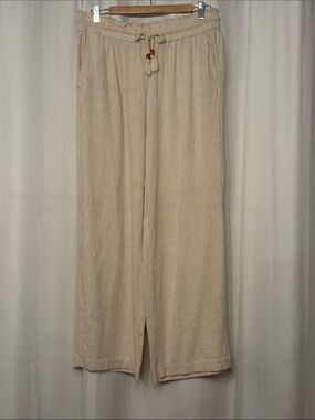 Jules & Leopold Wide-Leg Drawstring Pants - Beige